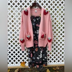 Crochet strawberry cardigan